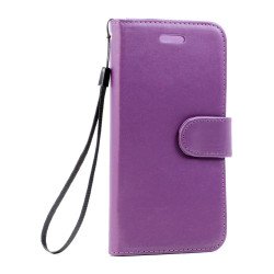 Galaxy S7 Folio Flip Leather Wallet Case with Strap (Dark Purple)